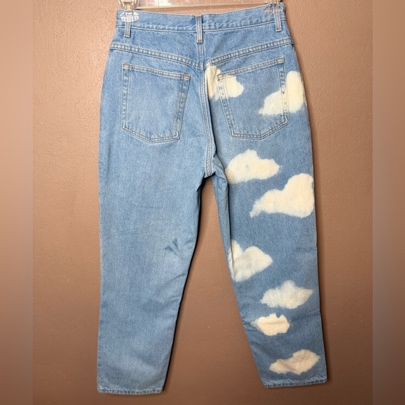 L.L. Bean Original Fit Blue Flannel Lined Jeans w/ White Cloud Design Size 10P - Picture 8 of 16